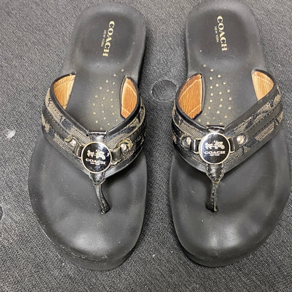 Coach Black and Tan Sandals